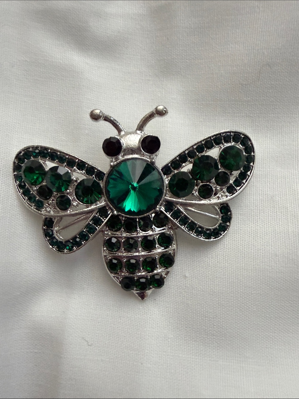 Emerald Green Crystal Bee Brooch